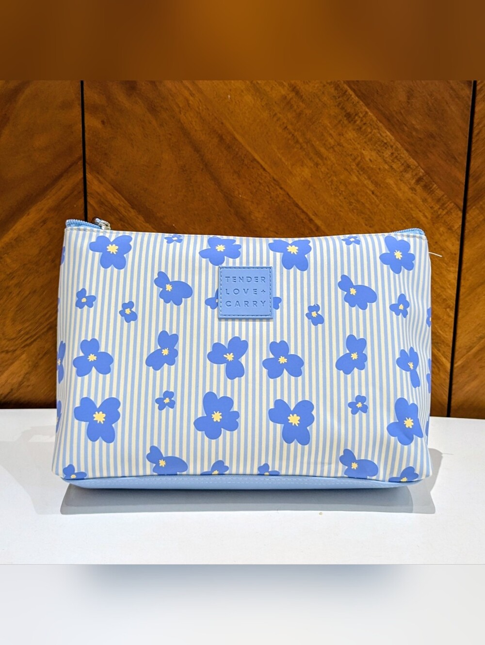 NEW Tender Love + Carry Zip Toiletry Cosmetic Pouch Bag Striped Floral